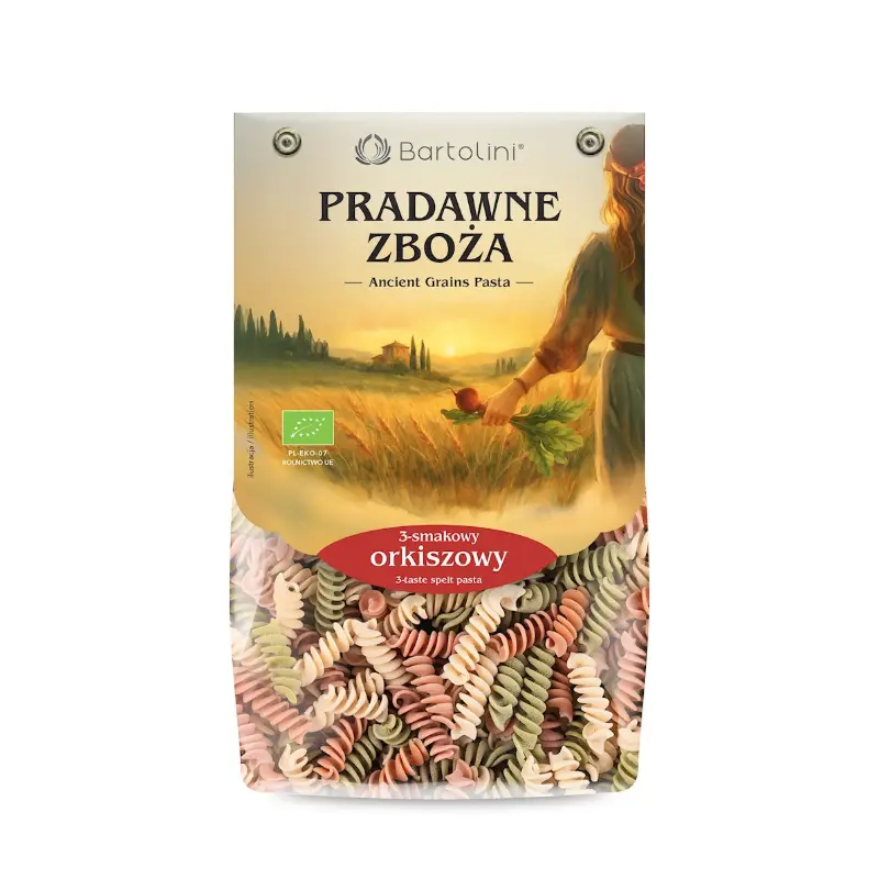 Makaron orkiszowy 3 smakowy świderki EKO pradawne zboża 250 g