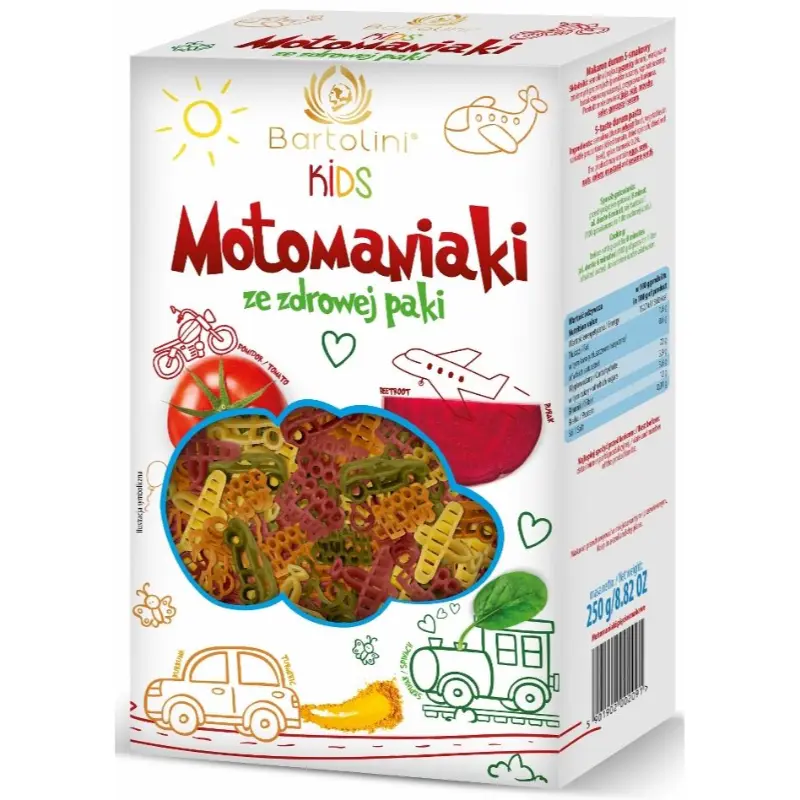 Makaron semolinowy z suszonymi warzywami dla dzieci motomaniaki 250 g