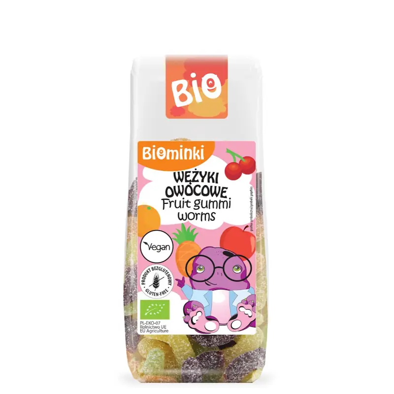 Wężyki owocowe bez żelatyny bezglutenowe EKO 100 g